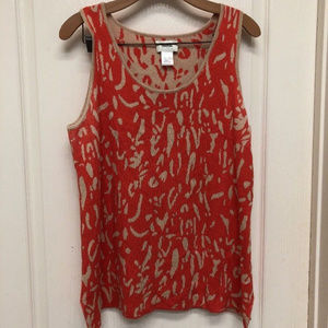 Women's L Orange Tan Animal Print Knit Sleeveless